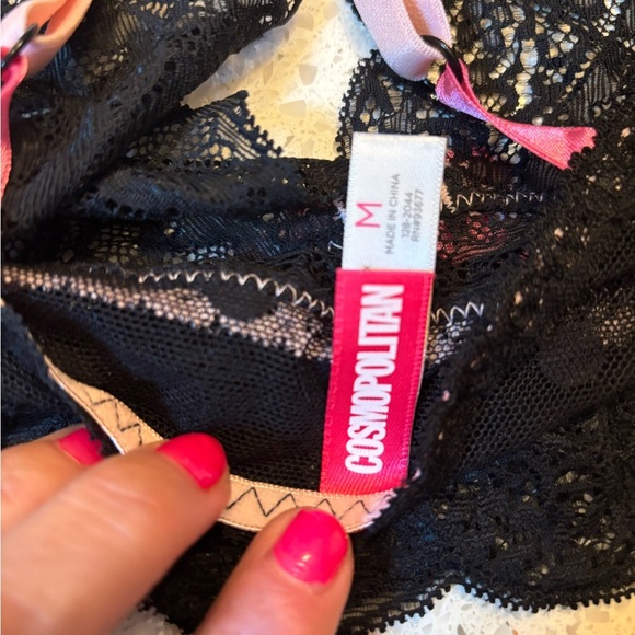 Cosmopolitan Black Lace Bralette with Pink Details - Picture 5 of 5